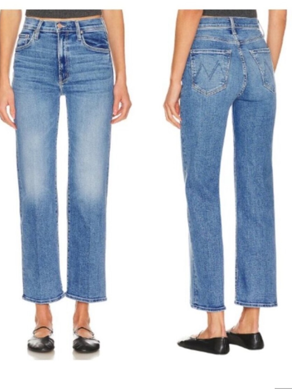 Mother Lil' Zip Rambler Flood Jeans in Out of the Blue